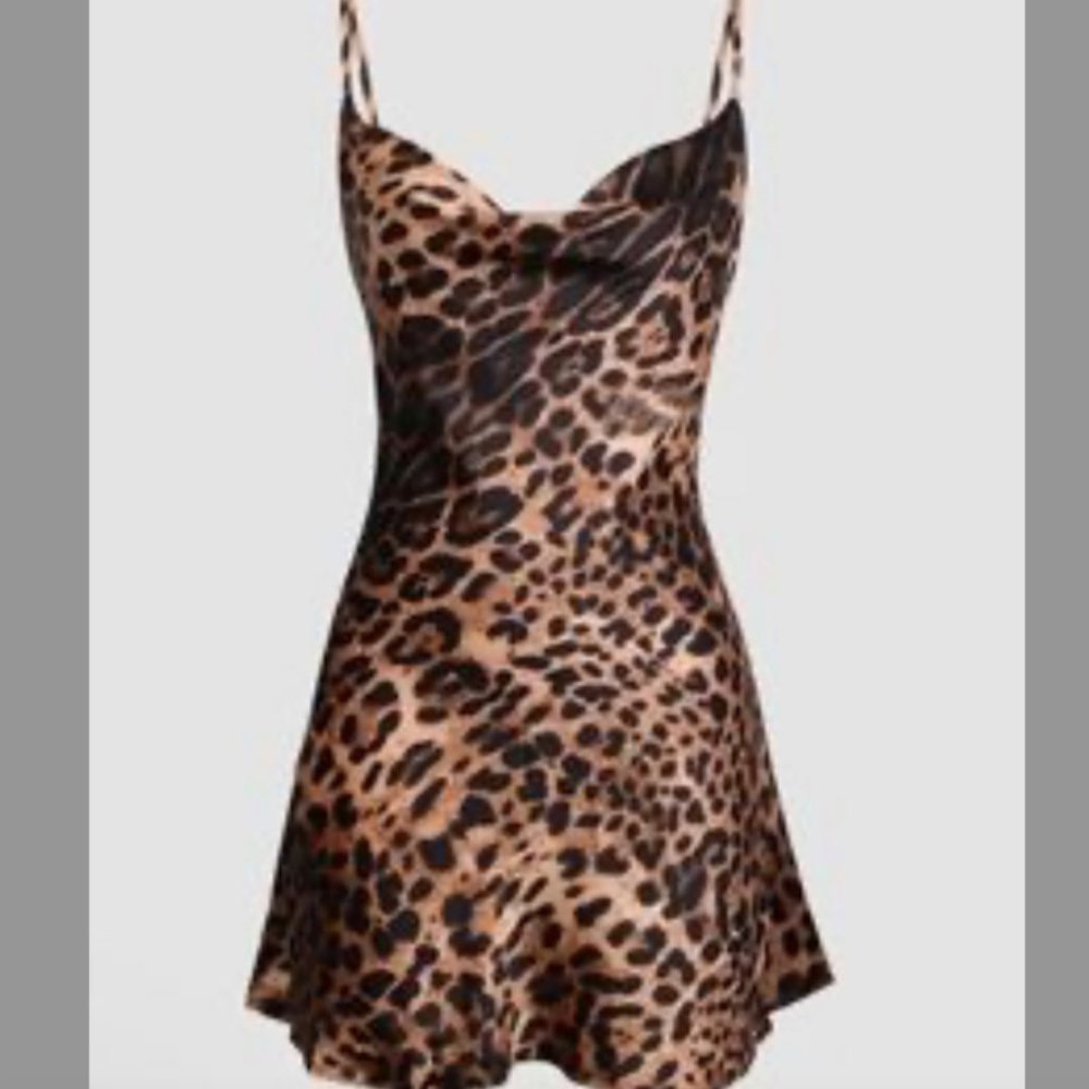 NEW Women's Dress Slip Dress Leopard- Medium
